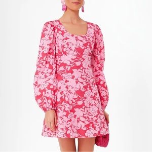 Red and Pink Balloon Sleeve Sienna Mini Dress
